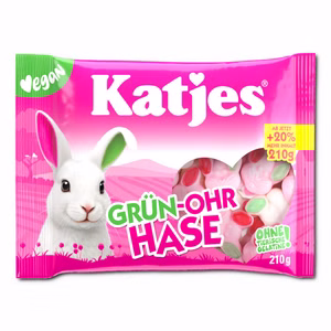 Katjes Grün-Ohr Hase, veganes Fruchtgummi, 210g Beutel Katjes Grün-Ohr Hase, veganes Fruchtgummi, 210g Beutel Bild 1