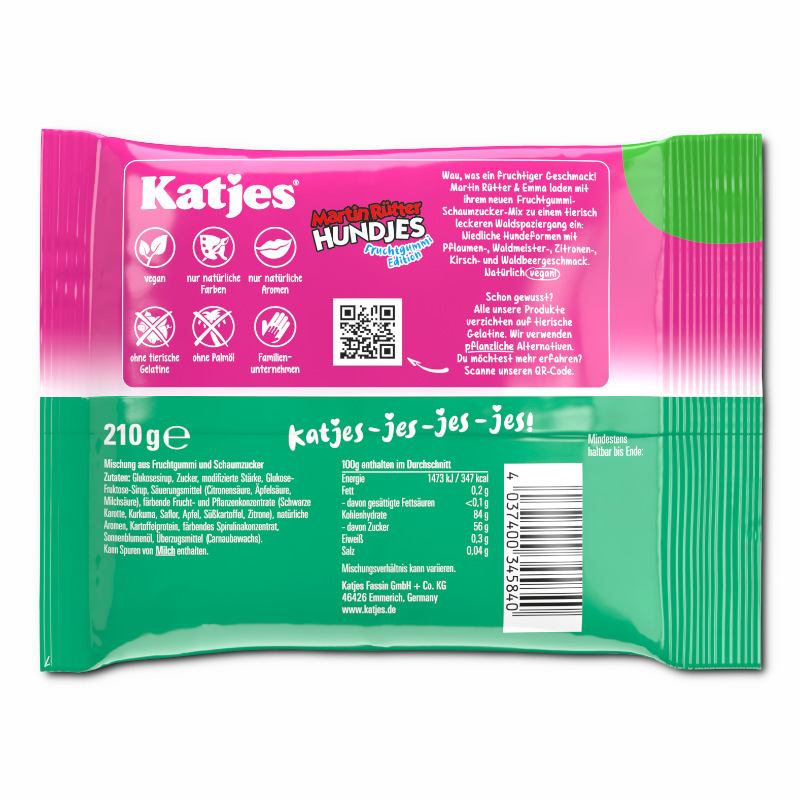 Katjes Martin Rütter Hundjes Fruchtgummi-Edition, vegan, 210g Beutel Katjes Martin Rütter Hundjes Fruchtgummi-Edition, vegan, 210g Beutel Bild 2