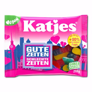 Katjes Gute Zeiten Schlechte Zeiten, veganes Fruchtgummi, 210g Beutel Bild 1