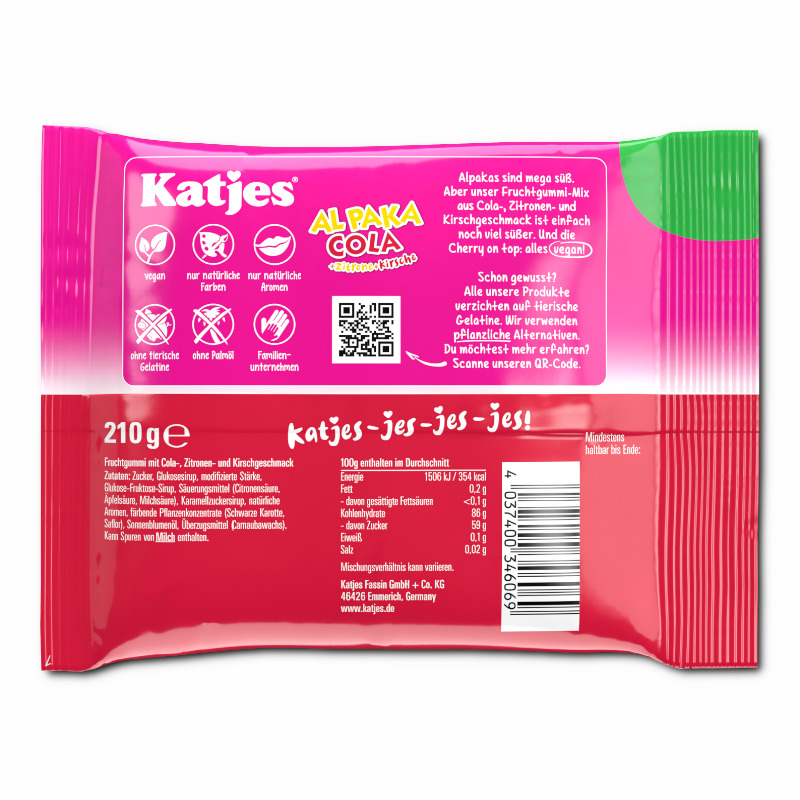 Katjes Al Paka Cola, veganes Fruchtgummi, 210g Beutel Katjes Al Paka Cola, veganes Fruchtgummi, 210g Beutel Bild 2