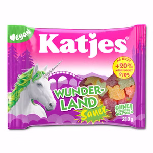 Katjes Wunderland saures, veganes Fruchtgummi, 210g Beutel Bild 1
