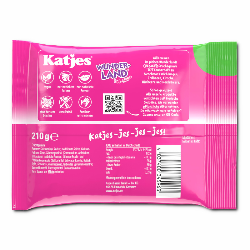 Katjes Wunderland Pink-Edition, veganes Fruchtgummi, 210g Beutel Katjes Wunderland Pink-Edition, veganes Fruchtgummi, 210g Beutel Bild 2