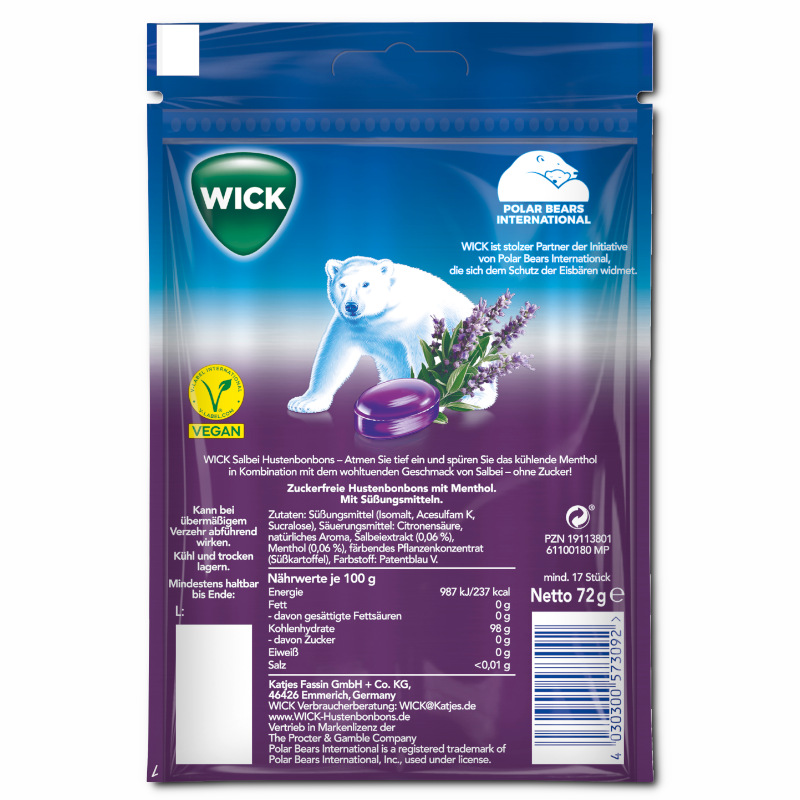 Wick Salbei ohne Zucker, Halsbonbon, 72g Beutel Wick Salbei ohne Zucker, Halsbonbon, 72g Beutel Bild 2