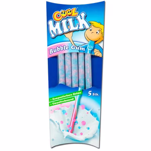 Cool Milk, Milch-Trinkhalme Bubble Gum, 30g Packung Cool Milk, Milch-Trinkhalme Bubble Gum, 30g Packung Bild 1