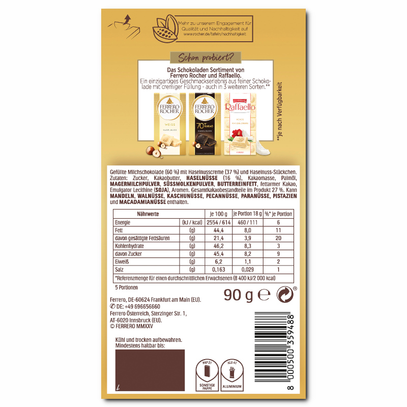 Ferrero Rocher Original, Schokolade, 90g Tafel Ferrero Rocher Original, Schokolade, 90g Tafel Bild 2