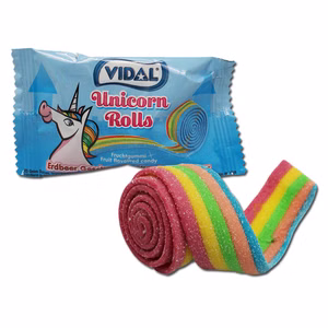 Vidal Einhorn, Fruchtgummirolle, Regenbogen, 19g Packung Bild 1