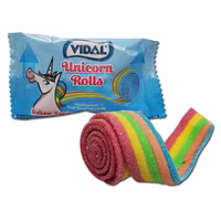 Vidal Einhorn, Fruchtgummirolle, Regenbogen, 19g Packung Vidal Einhorn, Fruchtgummirolle, Regenbogen, 19g Packung Bild 1