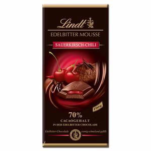 Lindt Edelbitter Mousse Kirsch-Chili, Schokolade, 150g Tafel Bild 1