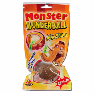 Monster Wunderball Cola am Stiel Lutscher, Bonbon, 60g Packung Monster Wunderball Cola am Stiel Lutscher, Bonbon, 60g Packung Bild 1