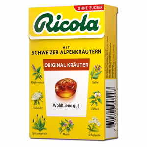 Ricola Kräuterbonbons Original, zuckerfrei, 50g Box Ricola Kräuterbonbons Original, zuckerfrei, 50g Box Bild 1