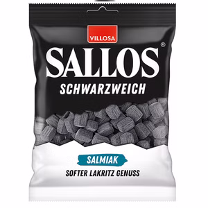 Sallos Schwarzweich Salmiak, Lakritz, 200g Beutel Sallos Schwarzweich Salmiak, Lakritz, 200g Beutel Bild 1