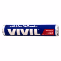 Vivil Rolle blau ohne Zucker, Pfefferminz-Bonbons, 28g Rolle Vivil Rolle blau ohne Zucker, Pfefferminz-Bonbons, 28g Rolle Bild 1