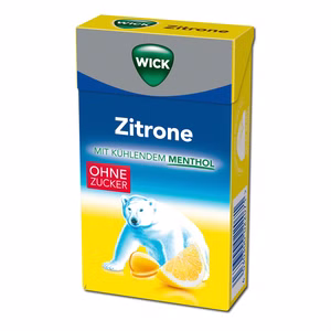 Wick Zitrone & Menthol ohne Zucker, Hals-Bonbon, 46g Packung Bild 1