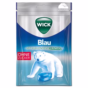 Wick Blau ohne Zucker, Hals-Bonbon, 72g Beutel Bild 1