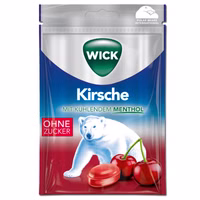 Wick Kirsche & Eukalyptus ohne Zucker, Hals-Bonbon, 72g Beutel Wick Kirsche & Eukalyptus ohne Zucker, Hals-Bonbon, 72g Beutel Bild 1