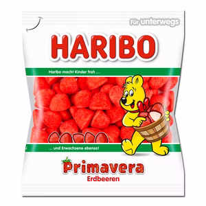 Haribo Primavera Erdbeeren, Schaumzucker, 100g Beutel Bild 1
