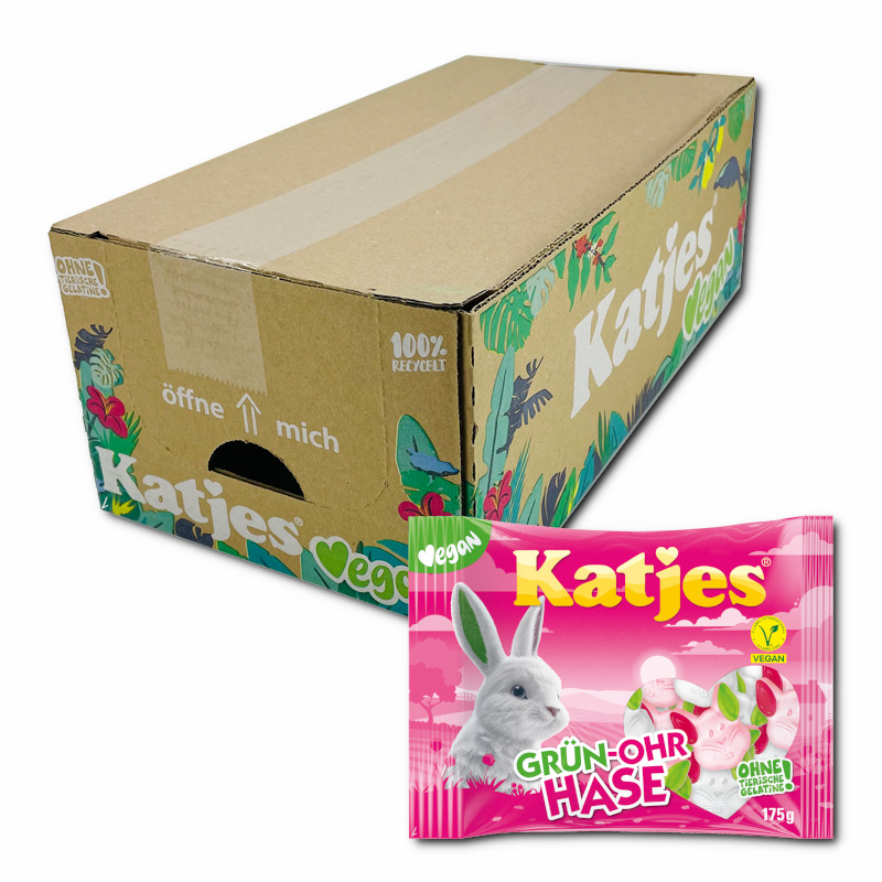 Katjes Grün-Ohr Hase, veganes Fruchtgummi, 16 Beutel je 175g Katjes Grün-Ohr Hase, veganes Fruchtgummi, 16 Beutel je 175g Bild 1