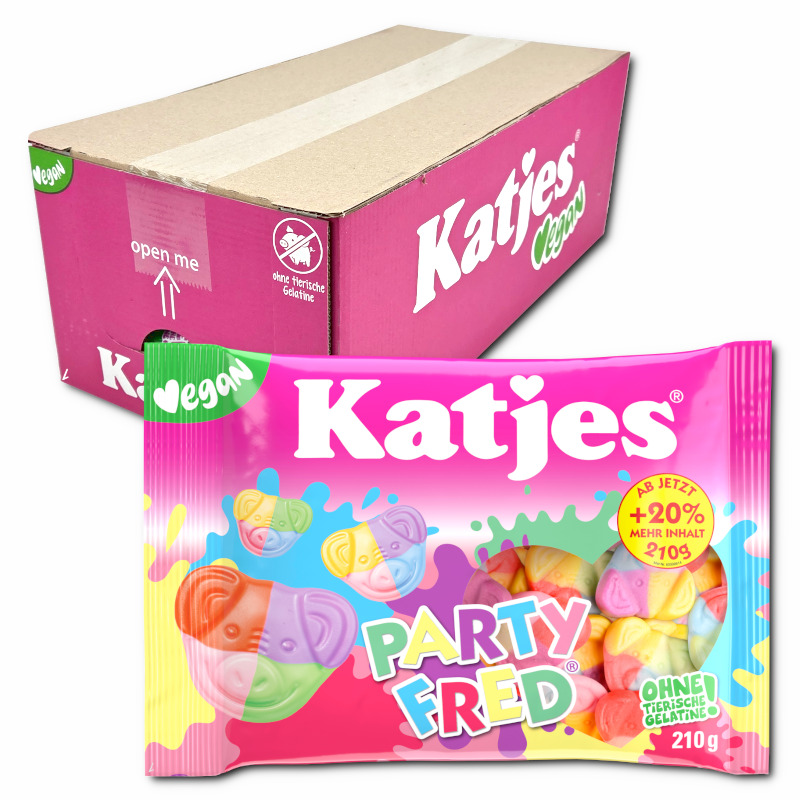 Katjes Party Fred, veganes Fruchtgummi, bunt, 16 Beutel je 210g Katjes Party Fred, veganes Fruchtgummi, bunt, 16 Beutel je 210g Bild 1
