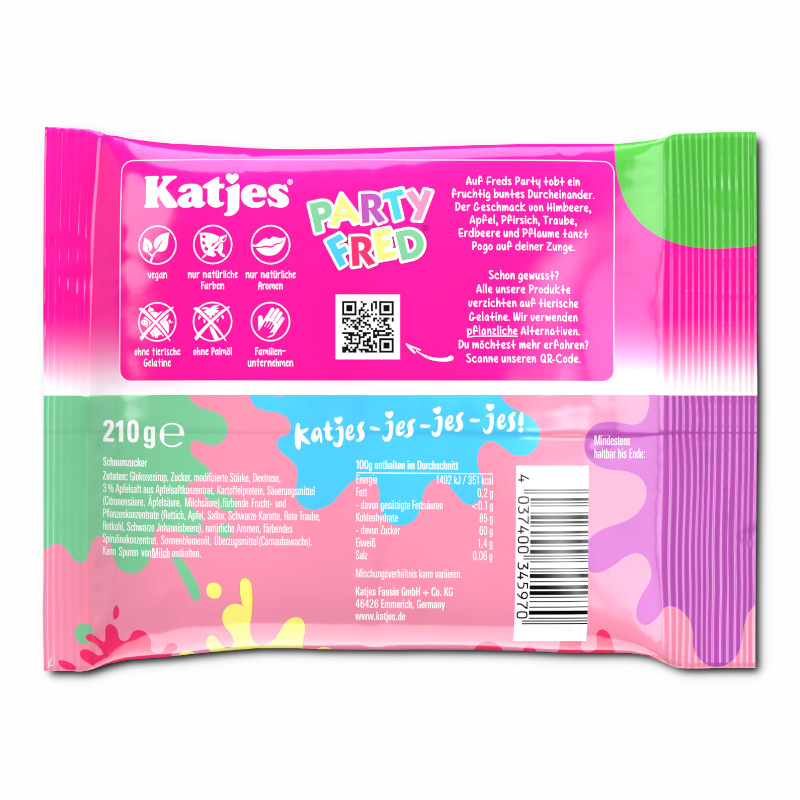 Katjes Party Fred, veganes Fruchtgummi, bunt, 16 Beutel je 210g Katjes Party Fred, veganes Fruchtgummi, bunt, 16 Beutel je 210g Bild 4