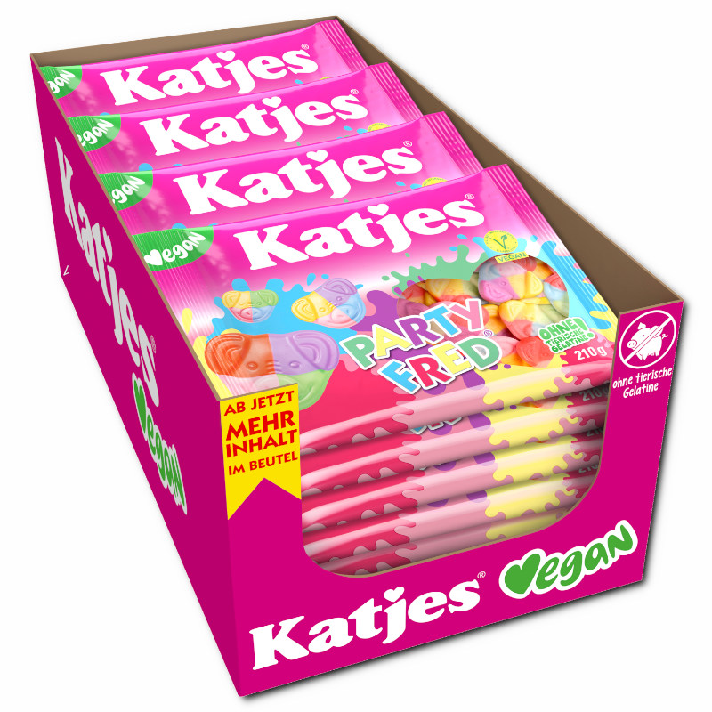 Katjes Party Fred, veganes Fruchtgummi, bunt, 16 Beutel je 210g Katjes Party Fred, veganes Fruchtgummi, bunt, 16 Beutel je 210g Bild 2