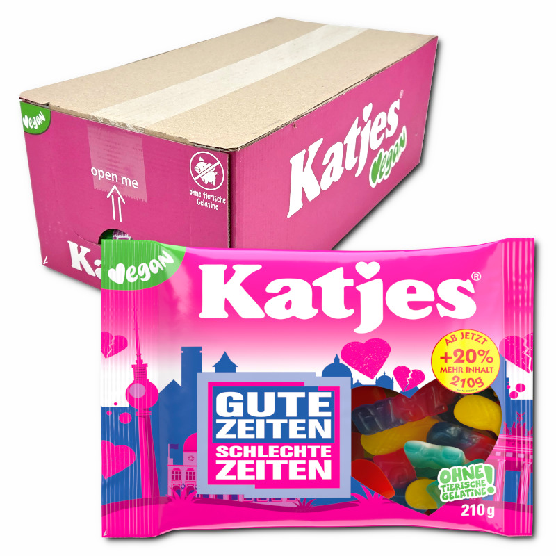 Katjes Gute Zeiten schelchte Zeiten, veganes Fruchtgummi, 20 Beutel je 210g Katjes Gute Zeiten schelchte Zeiten, veganes Fruchtgummi, 20 Beutel je 210g Bild 1