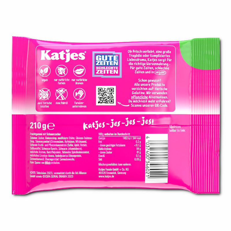 Katjes Gute Zeiten schelchte Zeiten, veganes Fruchtgummi, 20 Beutel je 210g Katjes Gute Zeiten schelchte Zeiten, veganes Fruchtgummi, 20 Beutel je 210g Bild 4