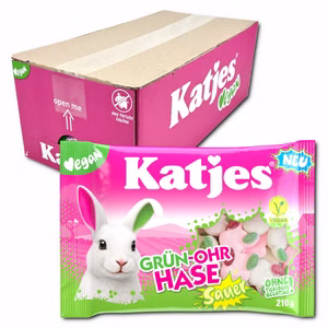 Katjes Grün-Ohr Hase sauer, veganes Fruchtgummi, 14 Beutel je 210g Bild 1