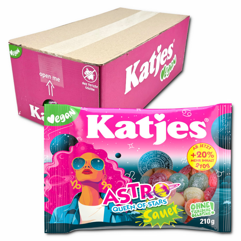 Katjes Astro Queen of Stars sauer, veganes Fruchtgummi, 18 Beutel je 210g Katjes Astro Queen of Stars sauer, veganes Fruchtgummi, 18 Beutel je 210g Bild 1