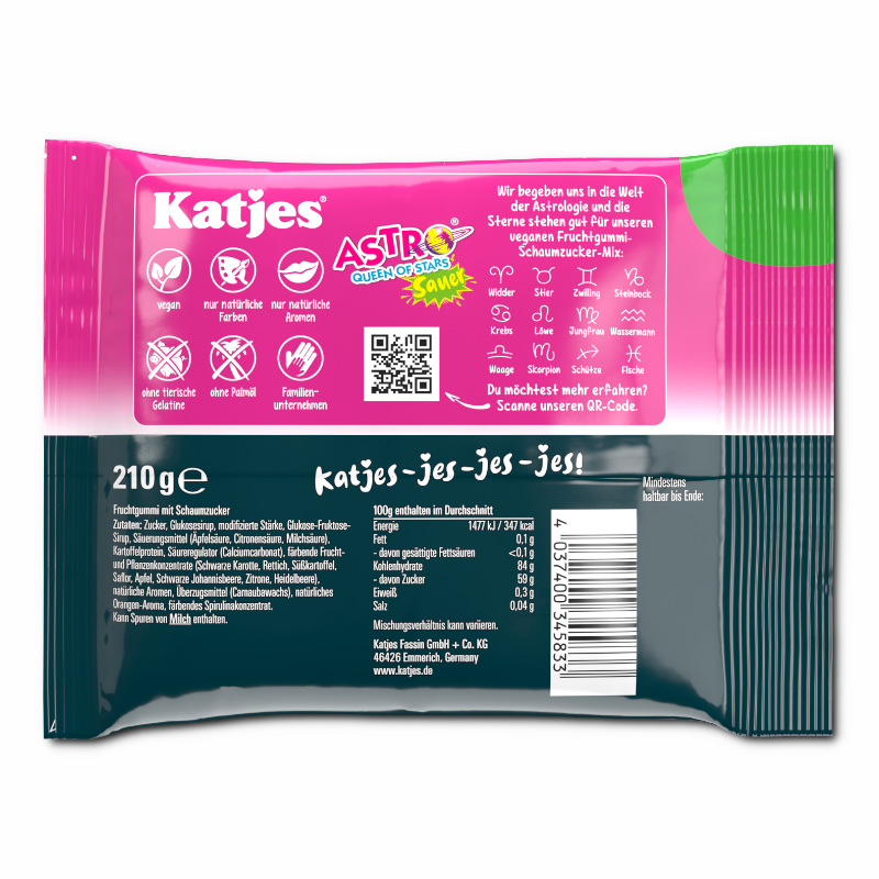Katjes Astro Queen of Stars sauer, veganes Fruchtgummi, 18 Beutel je 210g Katjes Astro Queen of Stars sauer, veganes Fruchtgummi, 18 Beutel je 210g Bild 4
