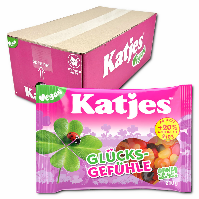 Katjes Glücksgefühle, veganes Fruchtgummi, 20 Beutel je 210g Katjes Glücksgefühle, veganes Fruchtgummi, 20 Beutel je 210g Bild 1