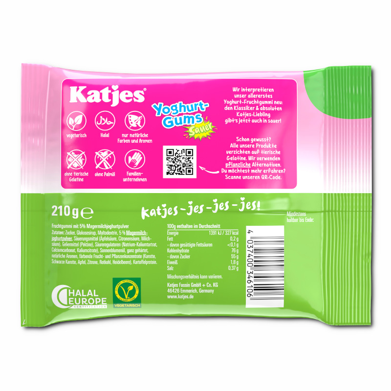Katjes Yoghurt-Gums sauer, veganes Fruchtgummi, 20 Beutel je 210g Katjes Yoghurt-Gums sauer, veganes Fruchtgummi, 20 Beutel je 210g Bild 4