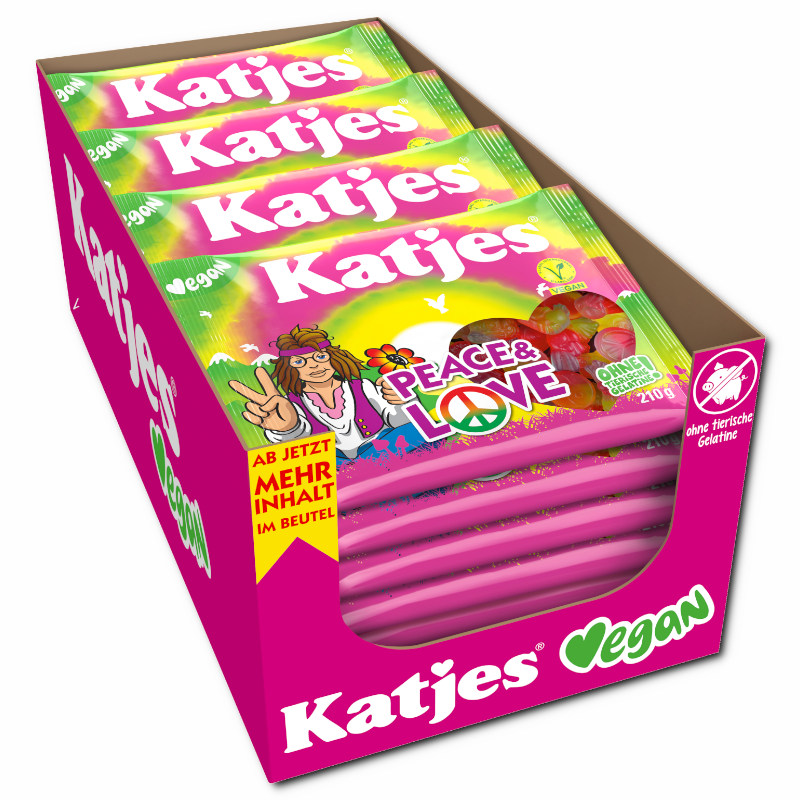 Katjes Peace & Love, veganes Fruchtgummi, 20 Beutel je 210g Katjes Peace & Love, veganes Fruchtgummi, 20 Beutel je 210g Bild 2