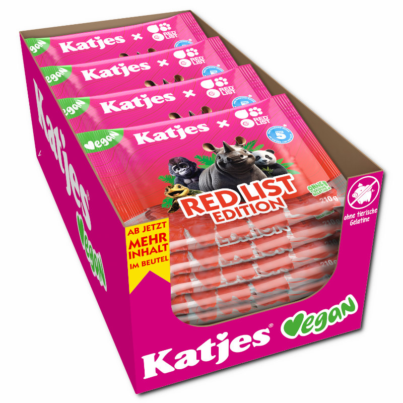 Katjes Red List Edition, veganes Fruchtgummi, 20 Beutel je 210g Katjes Red List Edition, veganes Fruchtgummi, 20 Beutel je 210g Bild 2