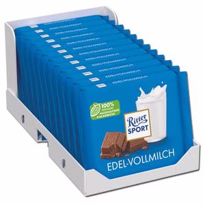 Ritter Sport Edel-Vollmilch, Schokolade, 12 Tafeln je 100g Bild 1