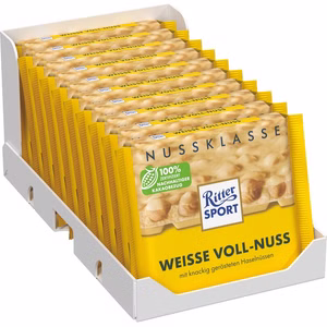Ritter Sport Weiße Voll-Nuss, Schokolade, 10 Tafeln je 100g Bild 1
