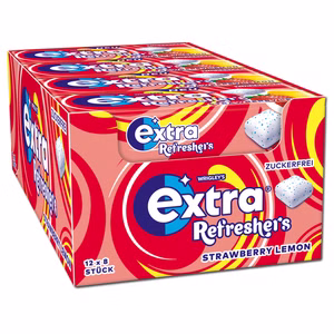 Wrigleys Extra Refreshers Strawberry Lemon Cubes, Kaugummi, 12 Packungen je 8 Stück Bild 1