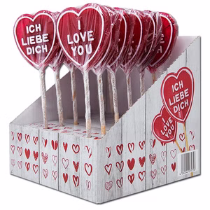 Ich liebe Dich Lolli, Herz-Lutscher, 12 Stück je 75g Ich liebe Dich Lolli, Herz-Lutscher, 12 Stück je 75g Bild 1