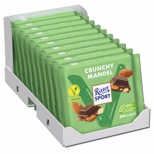 Ritter Sport Vegan Crunchy Mandel, Schokolade, 10 Tafeln je 100g Bild 1