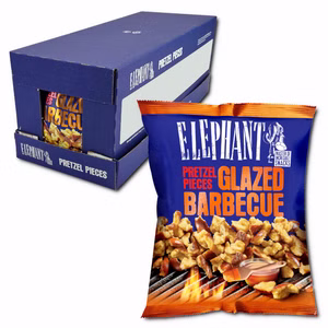 Elephant Pretzel Pieces Glazed Barbecue, Laugengebäck, 12 Beutel je 125g Elephant Pretzel Pieces Glazed Barbecue, Laugengebäck, 12 Beutel je 125g Bild 1