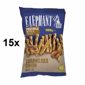 Elephant Pretzels Twist Caramelised Onion, Laugengebäck, 15 Beutel je 180g Elephant Pretzels Twist Caramelised Onion, Laugengebäck, 15 Beutel je 180g Bild 1