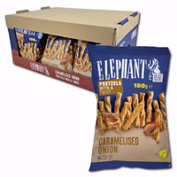 Elephant Pretzels Twist Caramelised Onion, Laugengebäck, 15 Beutel je 180g Elephant Pretzels Twist Caramelised Onion, Laugengebäck, 15 Beutel je 180g Bild 1