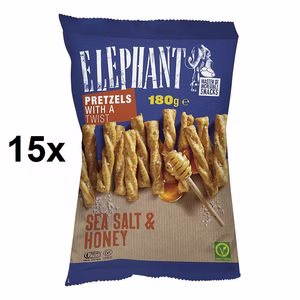 Elephant Pretzels Twist Sea Salt & Honey, Laugengebäck, 15 Beutel je 180g Elephant Pretzels Twist Sea Salt & Honey, Laugengebäck, 15 Beutel je 180g Bild 1