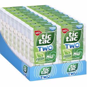 Ferrero Tic Tac Two Spearmint Fresh & Mild 16 Packungen je 38,5g Ferrero Tic Tac Two Spearmint Fresh & Mild 16 Packungen je 38,5g Bild 1