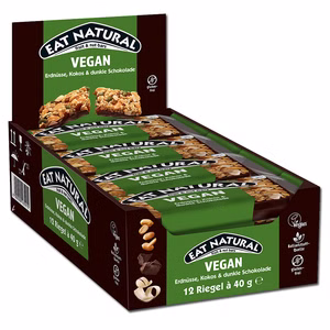 Eat Natural Vegan Erdnüsse, Kokos & dunkle Schokolade 12 Riegel je 40g Eat Natural Vegan Erdnüsse, Kokos & dunkle Schokolade 12 Riegel je 40g Bild 1