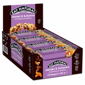 Eat Natural Mandel & Sultanine mit Erdnüssen & Aprikosen 12 Riegel je 40g Eat Natural Mandel & Sultanine mit Erdnüssen & Aprikosen 12 Riegel je 40g Bild 1