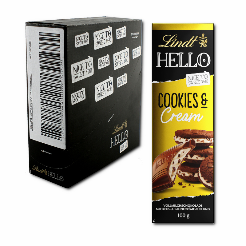 Lindt Hello Cookies & Cream Schokolade, 12 Tafeln Lindt Hello Cookies & Cream Schokolade, 12 Tafeln Bild 1