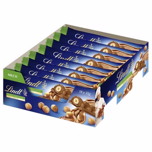 Lindt Nuss Deluxe Ganze Haselnuss Milch 18 Riegel je 35g Lindt Nuss Deluxe Ganze Haselnuss Milch 18 Riegel je 35g Bild 1