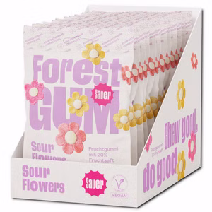 Forest Gum Sour Flowers, saures Fruchtgummi, 12 Beutel je 100g Forest Gum Sour Flowers, saures Fruchtgummi, 12 Beutel je 100g Bild 1