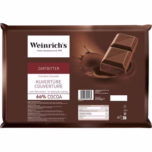 Weinrichs Kuvertüre Zartbitter 60%, Schokolade, 2,5 kg Tafel Bild 1