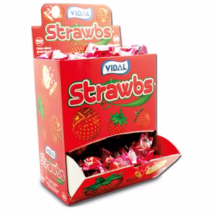 Vidal Strawbs Erdbeere Kaugummi gefüllt 200 Stück je 4,5g Vidal Strawbs Erdbeere Kaugummi gefüllt 200 Stück je 4,5g Bild 1